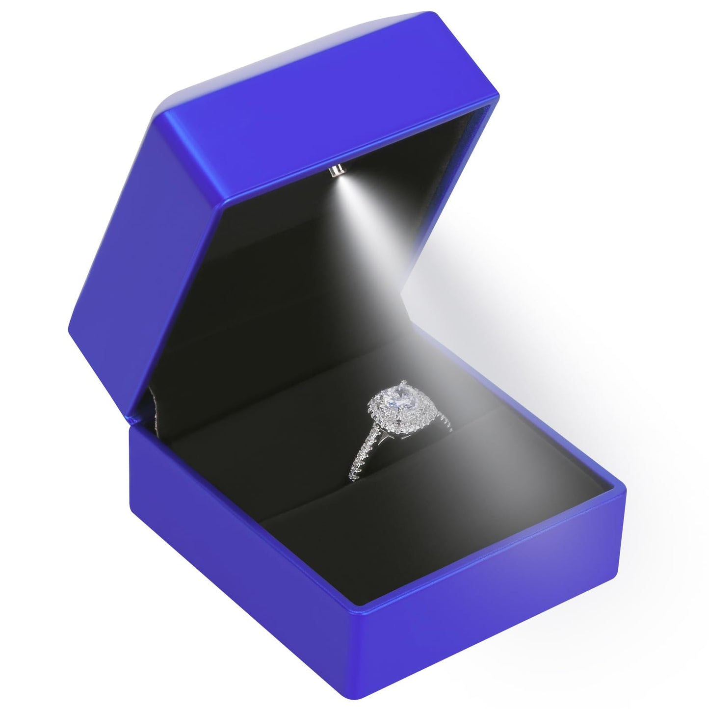LED Ring Earring Box for Proposal, Wedding, Engagement, Luxury Jewelry Gift Box with LED Light, Jewellry Display Box (Black)