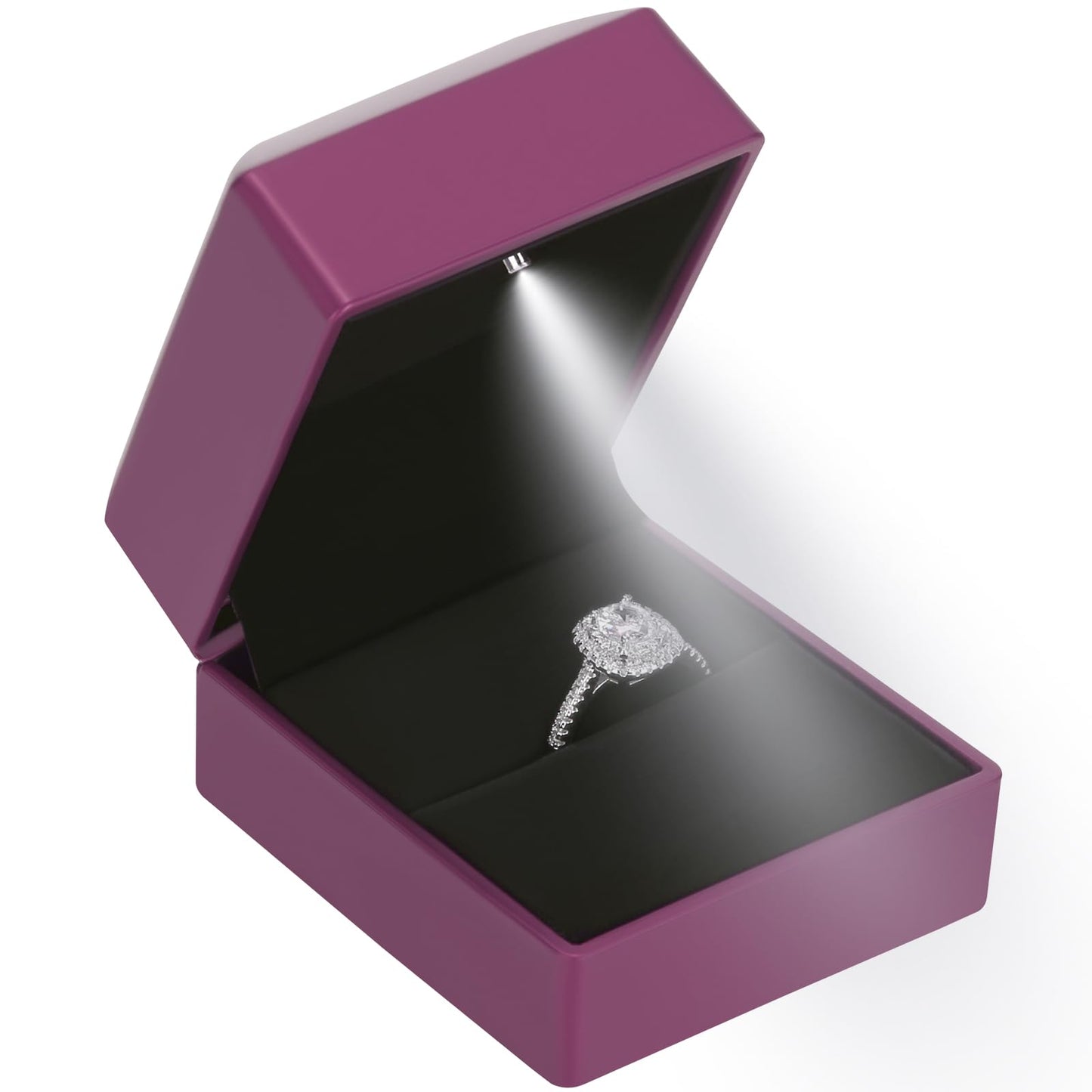 LED Ring Earring Box for Proposal, Wedding, Engagement, Luxury Jewelry Gift Box with LED Light, Jewellry Display Box (Black)