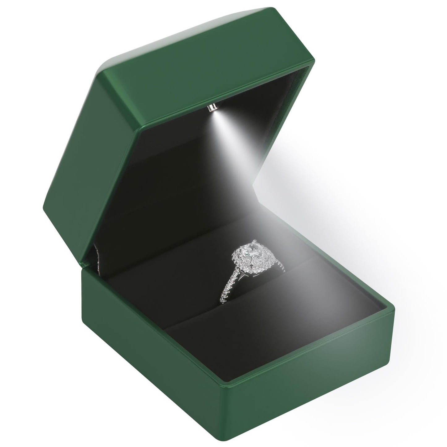 LED Ring Earring Box for Proposal, Wedding, Engagement, Luxury Jewelry Gift Box with LED Light, Jewellry Display Box (Black)