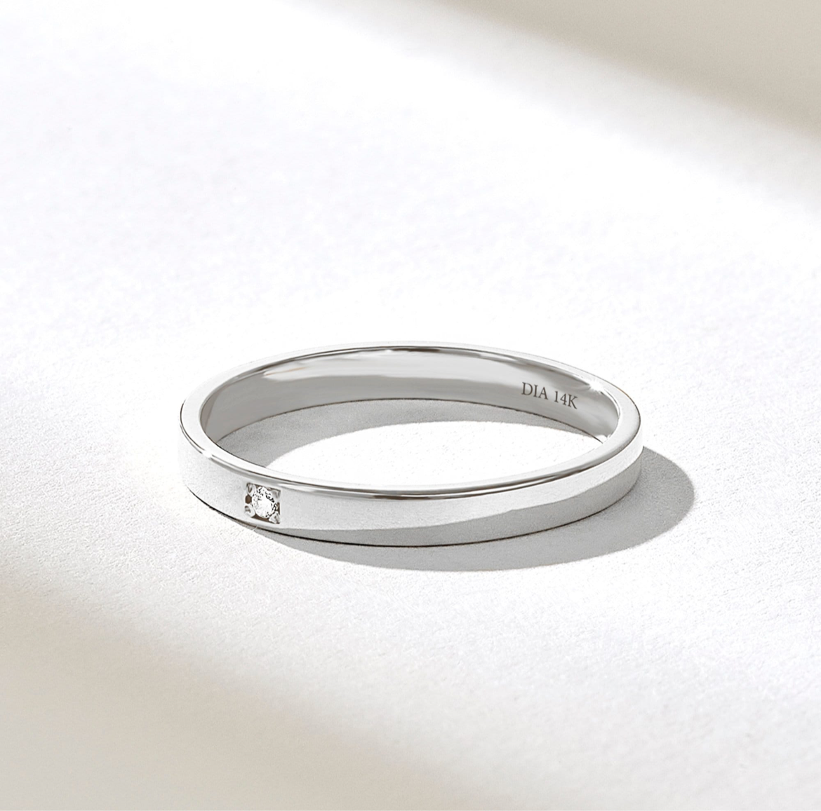 Minimalist Diamond Wedding Band Ring in 10K-18K Solid Gold