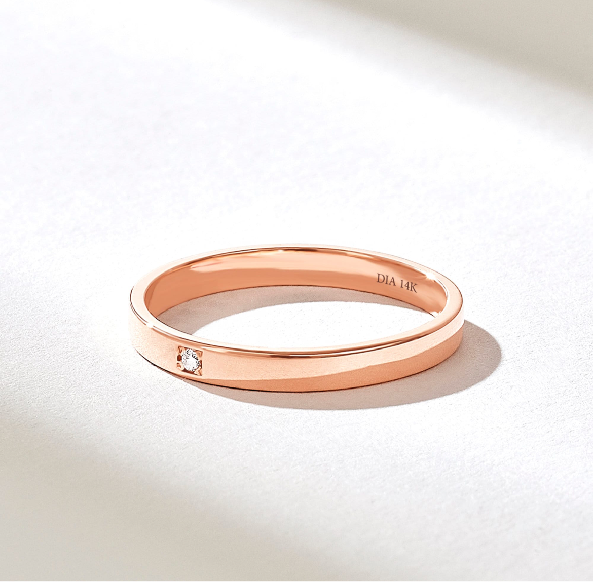Minimalist Diamond Wedding Band Ring in 10K-18K Solid Gold
