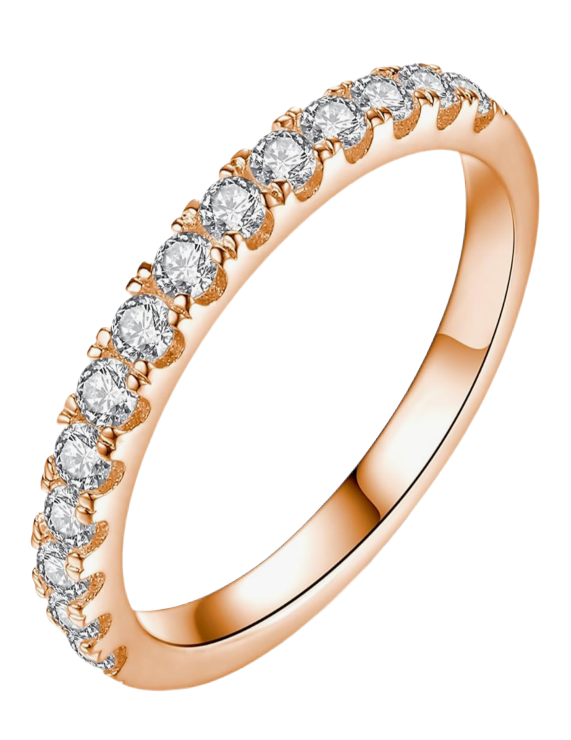 Moissanite Half Eternity Wedding Band - 18K Rose Gold Plated Sterling Silver